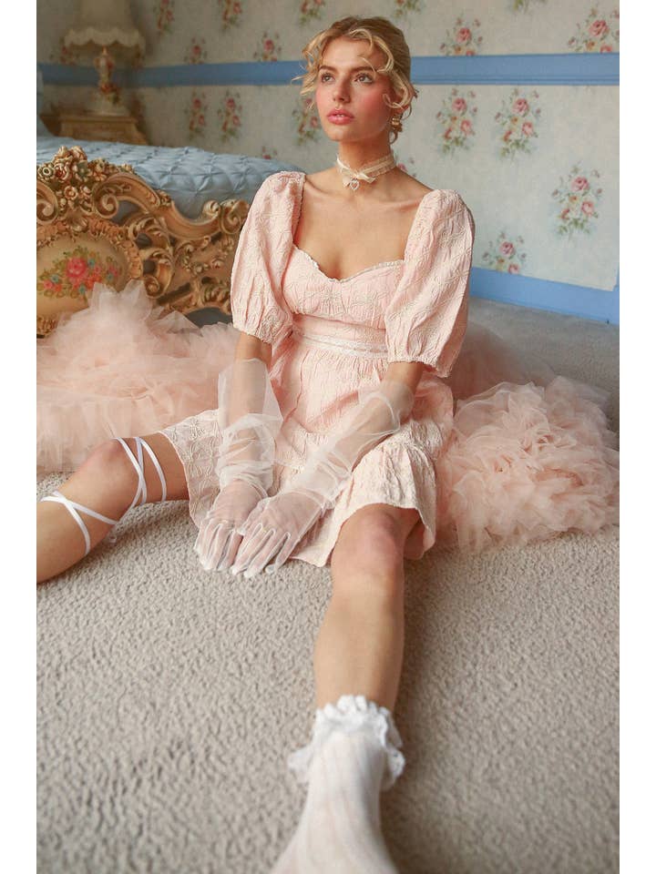 Listicle - Wholesale Dress - Women's - Embroidered Puff-Sleeve Mini Dress