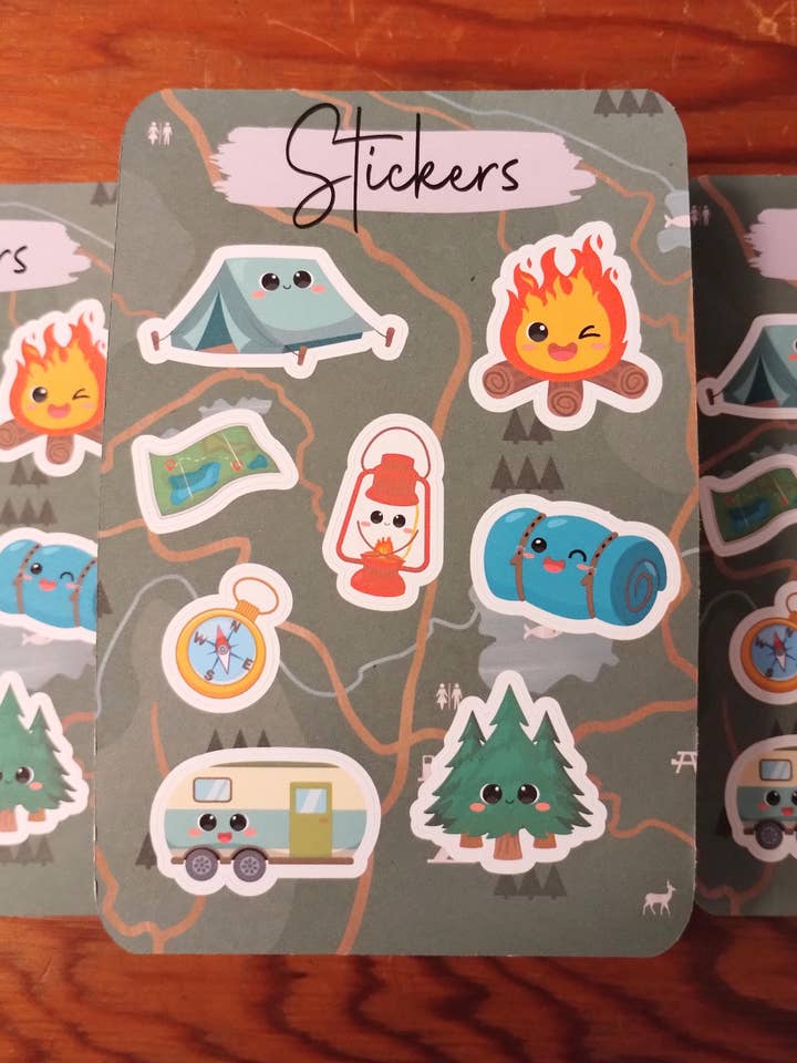 Camping Sticker Sheet for Outdoor Enthusiasts and Gifts for wholesale by The Crafty Bookworm3