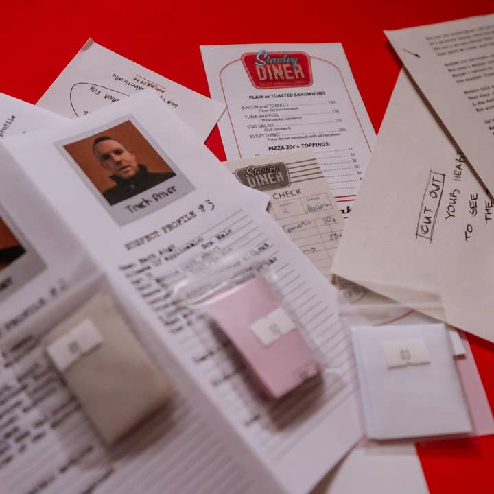 Scarlet Envelope - Wholesale Puzzle - Adult - Murder Mystery Puzzle Game "Breakfast for a Serial Killer"
