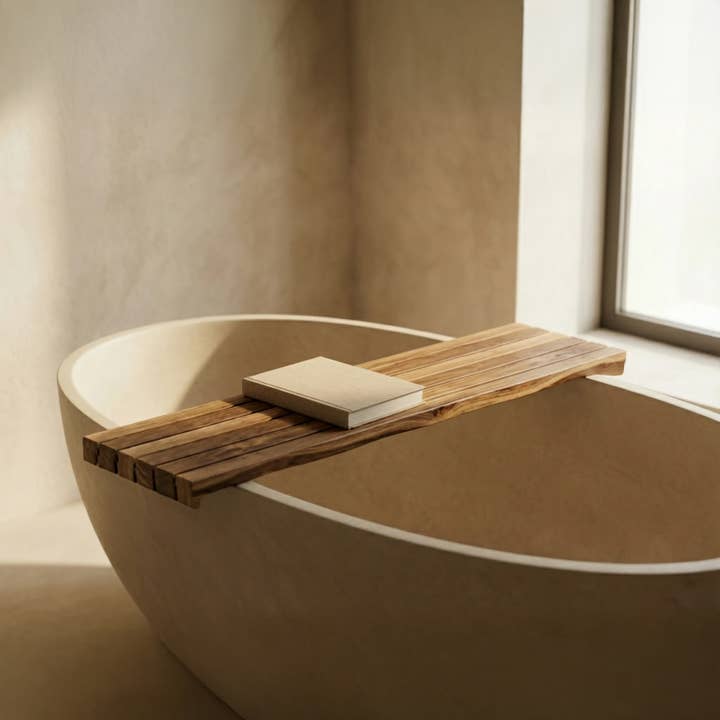 Premium Olive Wood Bathtub Tray for wholesale by Egeflora