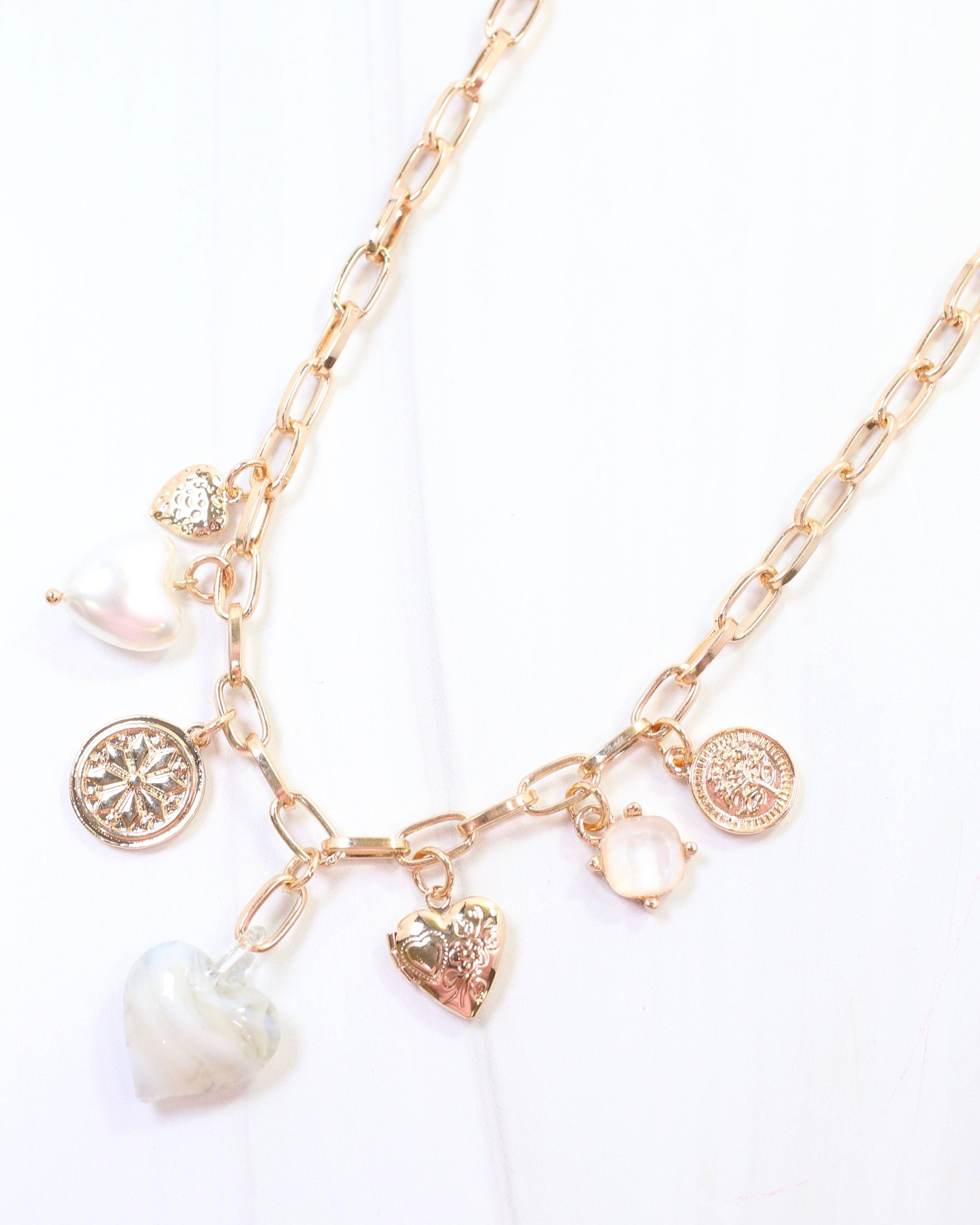 Caroline Hill - Wholesale Pendant/Charm Necklace - Linden Heart Charm Necklace Gray0