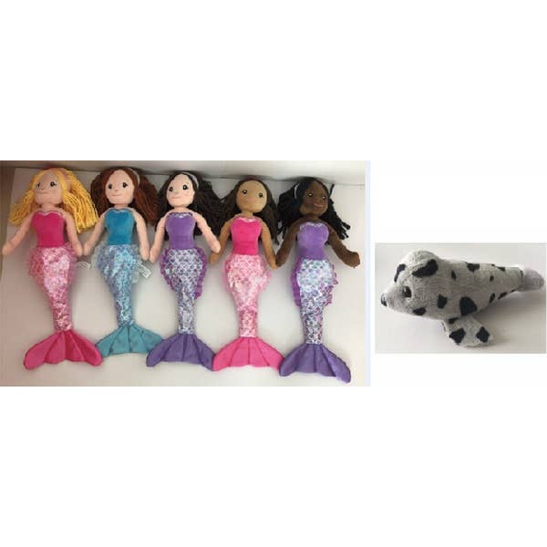 The Petting Zoo - Wholesale Doll - Kids - 17" (45cm) Mermaid Asst w/Harbor Seal