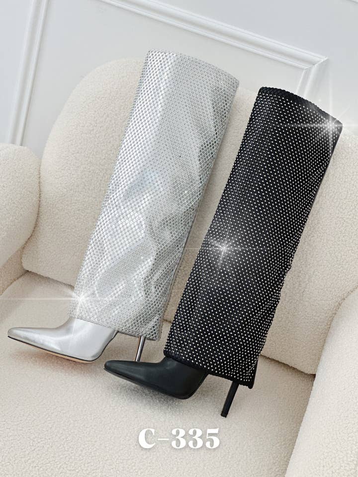 C-335 Glitter Rhinestone High Boots for wholesale by Stephan Paris