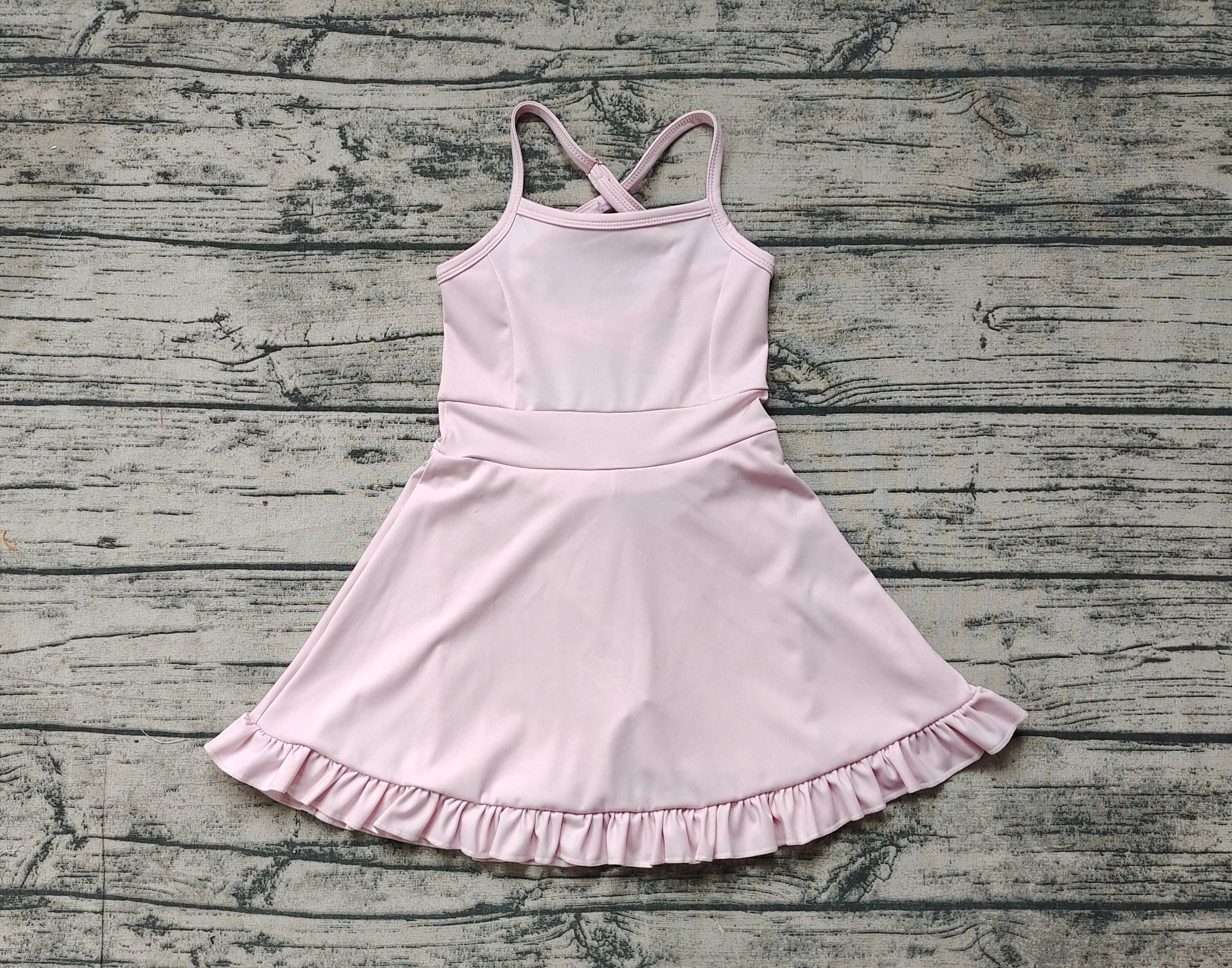 Aier Wholesale - Wholesale Athletic Dress - Kids - Baby Girls Pink Knit Knee Length Active Wear Dresses2