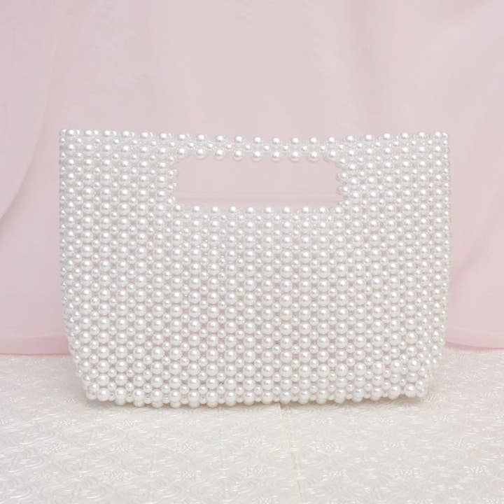 Sac à poignée découpée Clutch Vintage Blanc Nacré pour la vente par PinktownUSA
