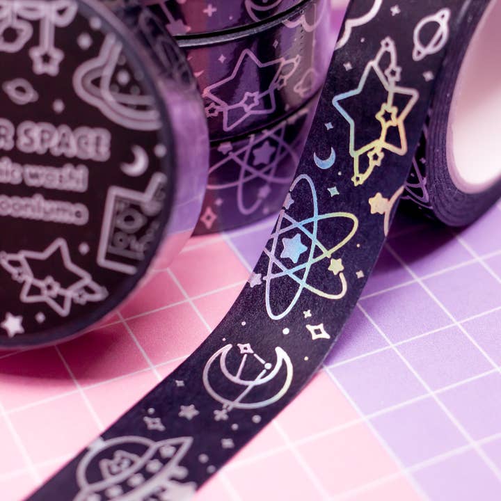 Meowter Space holographic foil washi tape 15mm x 10m for wholesale by Moonlume