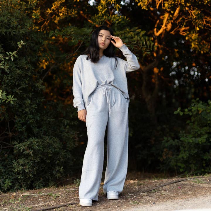 Wide soft knit pants with patch pockets YF570188 for wholesale by Cecile Wang