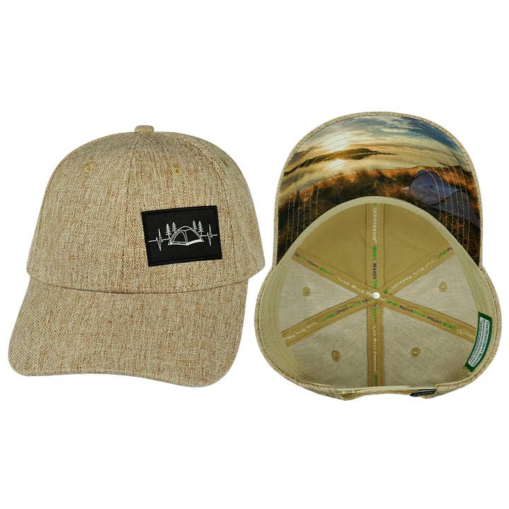 Chapeau de camping | Profil bas | Chanvre beige pour la vente par The Heartbeat Brand