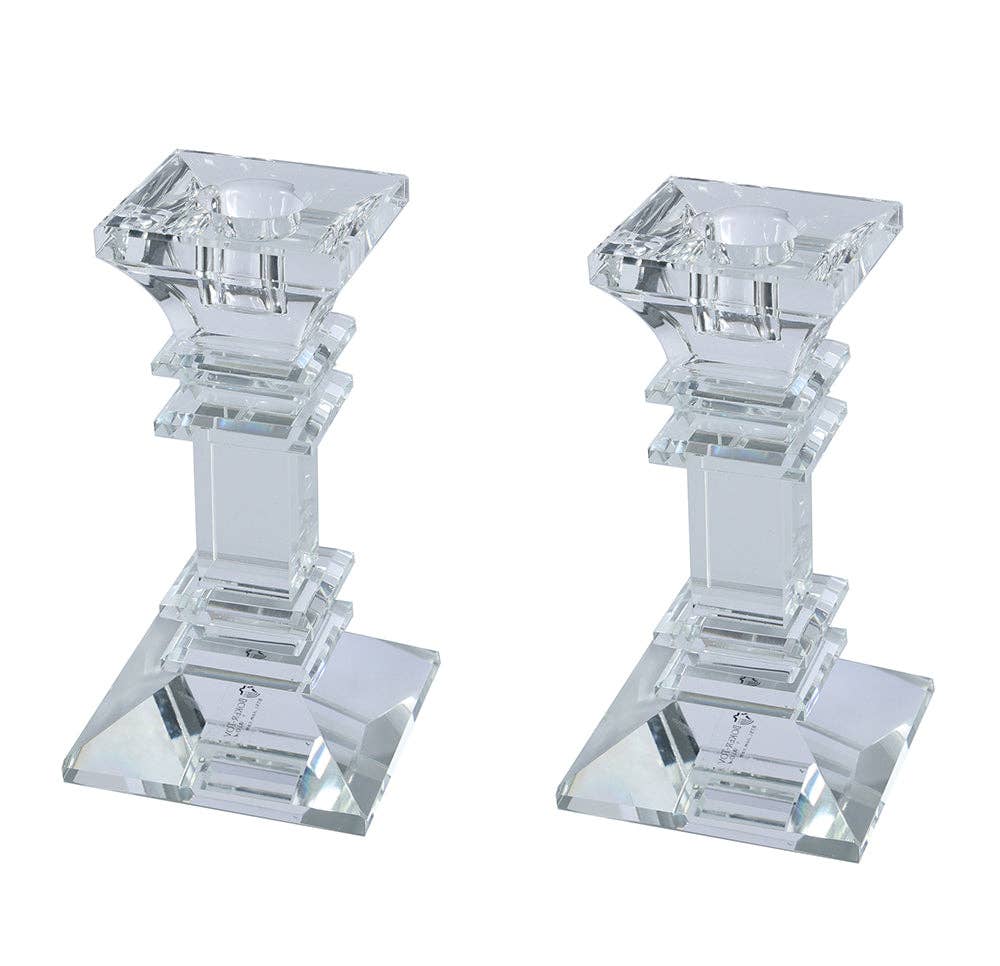 Boker-Tov Shalom - Wholesale Candle Holder - Set of 2 Crystal Taper Candleholder0