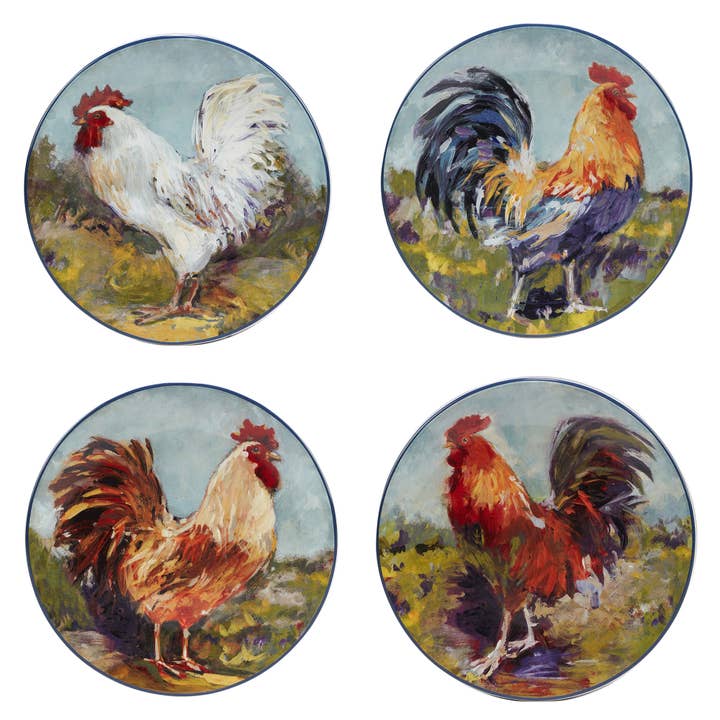 Rooster Meadow Salad Plate 9in 4 asst. for wholesale by Certified International