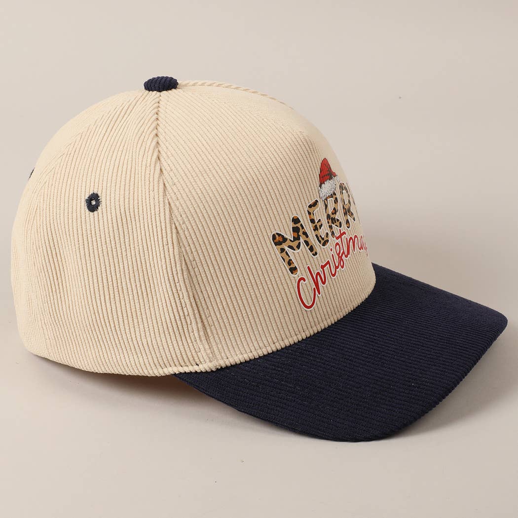 Fashion City – Boné de beisebol - Unissexo por atacado – Boné de veludo cotelê bicolor de texto divertido Felry Christmas15