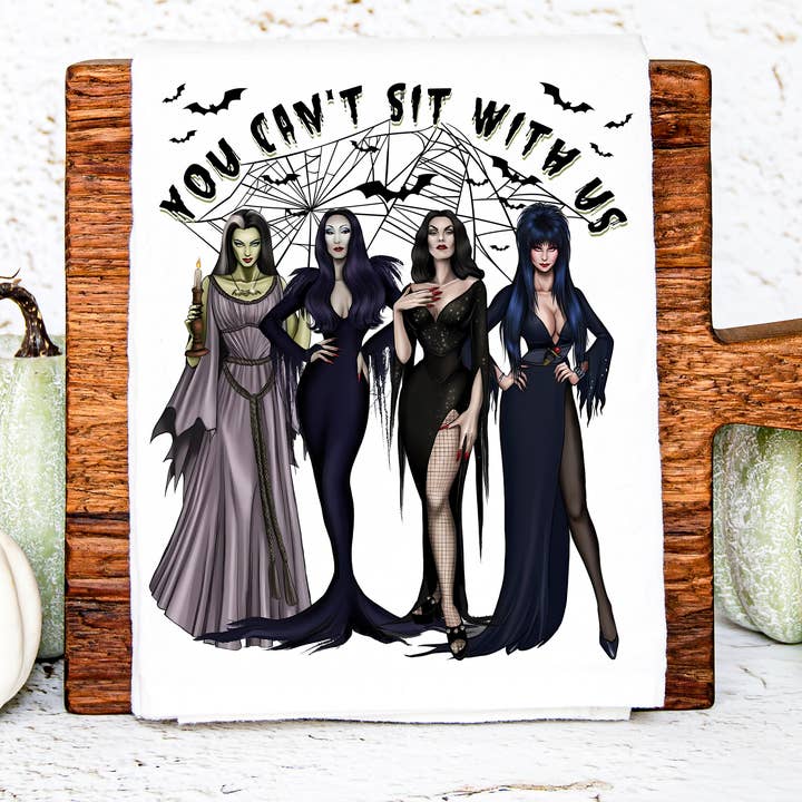 Halloween Du kan ikke sidde med os Halloween køkkenhåndklæde for engroshandel hos Love You a Latte Shop