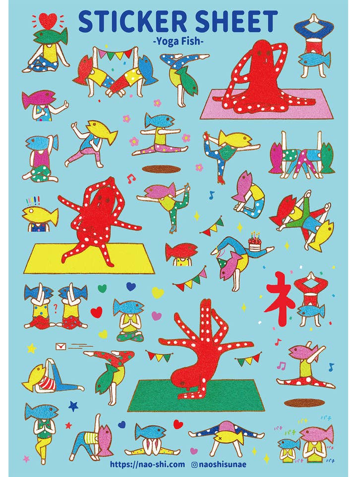 Hoja de pegatinas: peces de yoga. para venta al por mayor de Naoshi