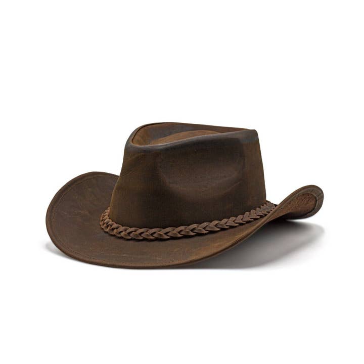 Hadzam - Wholesale Cowboy Hat - Unisex - Unisex Brown Shapeable Western Leather Outback Cowboy Hat2