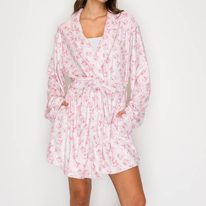 Cozy Soft Flower Print Robe (LOANA1) for wholesale by LoveLina