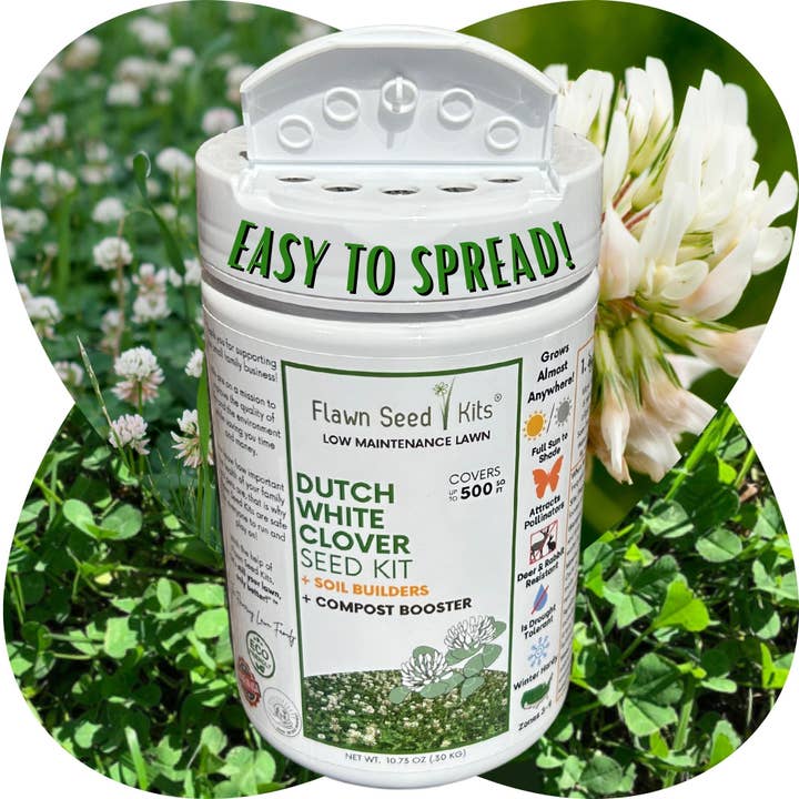 Flawn Seed Kits - Wholesale Plant Seeds - Dutch White Clover Seed Kit Easy Spread Shaker10