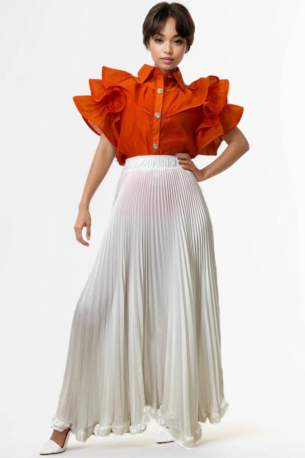 N by Nancy - Wholesale Skirt - Women's - X7892 PLEATED SKIRT (PINK, WHT, ORANGE)1