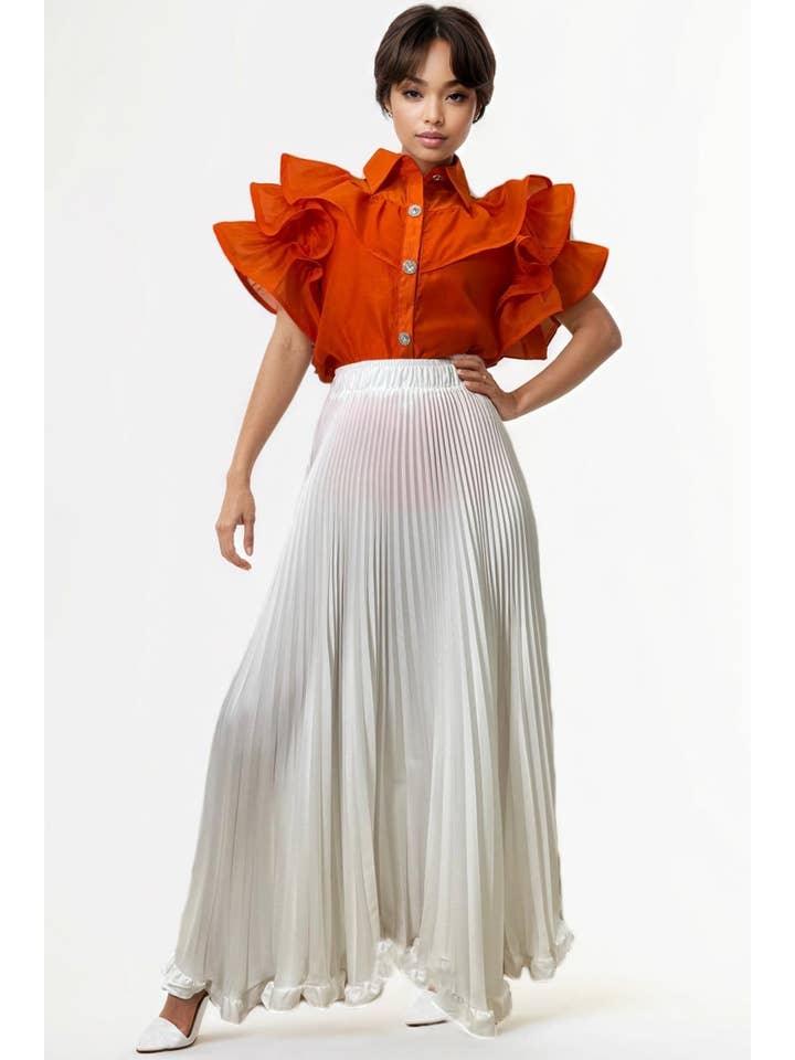 N by Nancy - Wholesale Skirt - Women's - X7892 PLEATED SKIRT (PINK, WHT, ORANGE)1