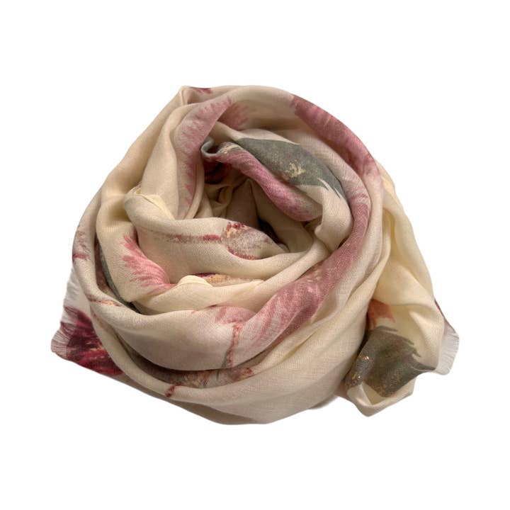 London Scarves - Wholesale Scarf – Women's - Dusty miller flower print on medium weight scarf4
