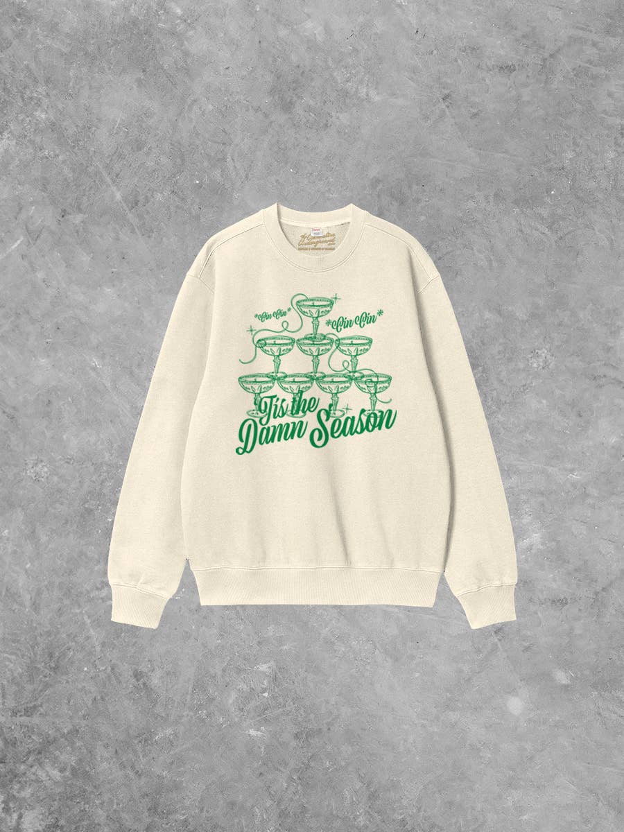 The Clandestine Underground – wholesale Graphic sweatshirt – Unisex – 'Tis The Damn Season, Christmas Boxy Cotton 90's Sweatshirt
