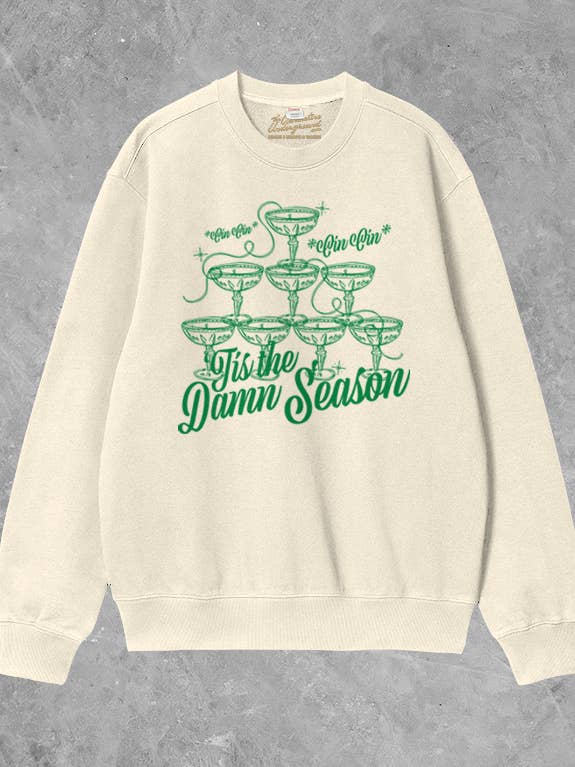 The Clandestine Underground – wholesale Graphic sweatshirt – Unisex – 'Tis The Damn Season, Christmas Boxy Cotton 90's Sweatshirt0