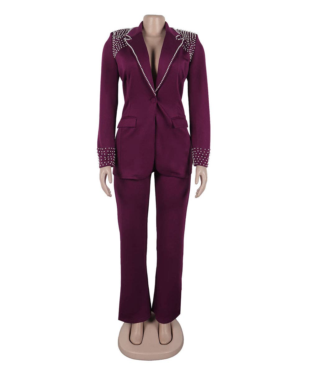 Aria Romance - Wholesale Suit Pants - Women's - Slim Fit Long Sleeve Two-Piece Set9