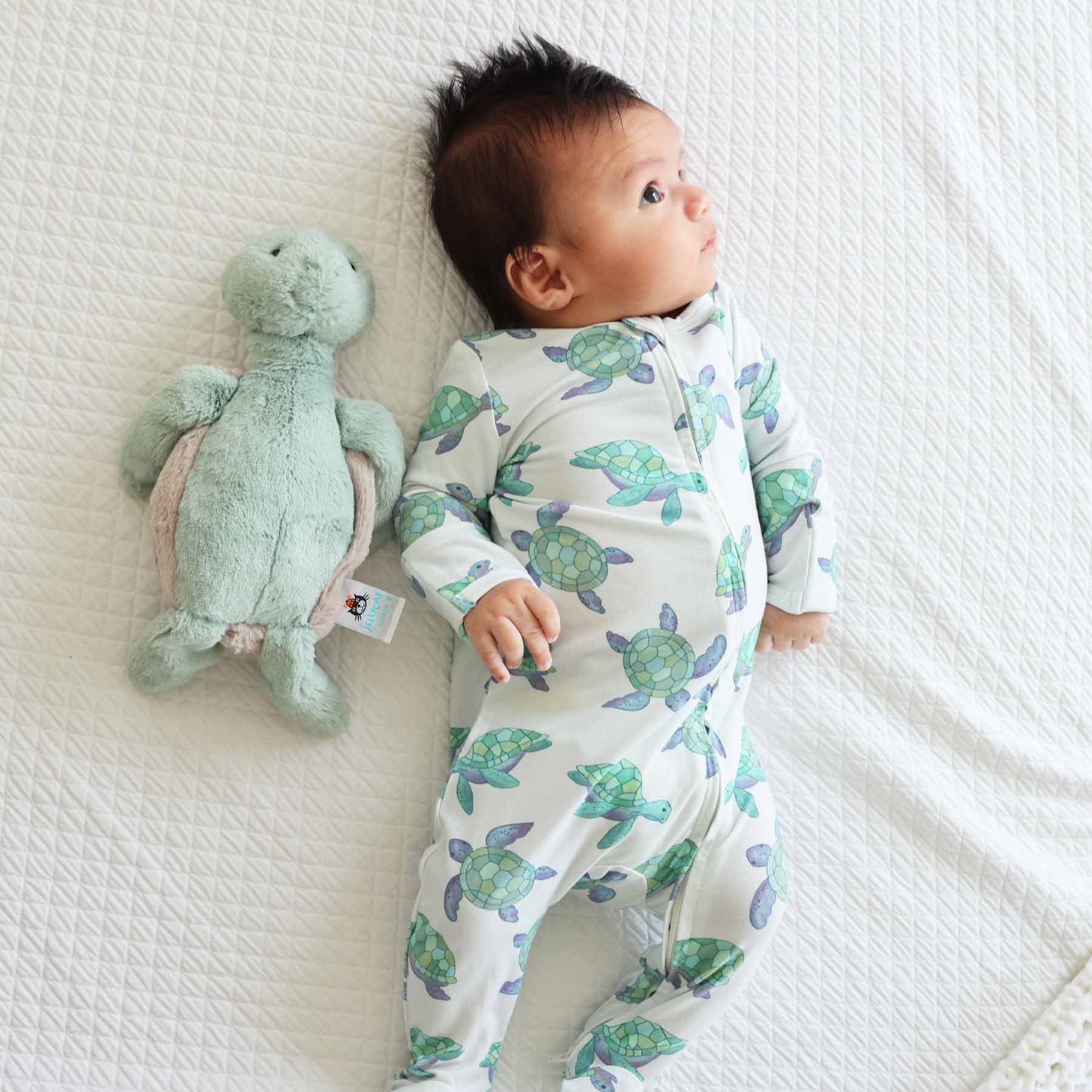 Caden Lane - Wholesale Sleepsuit - Baby - Totally Turtles Zipper Footie2