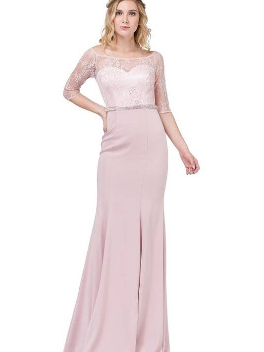 Dancing Queen Dress - Wholesale Gown - Women's - Lace Illusion Neckline Gown1