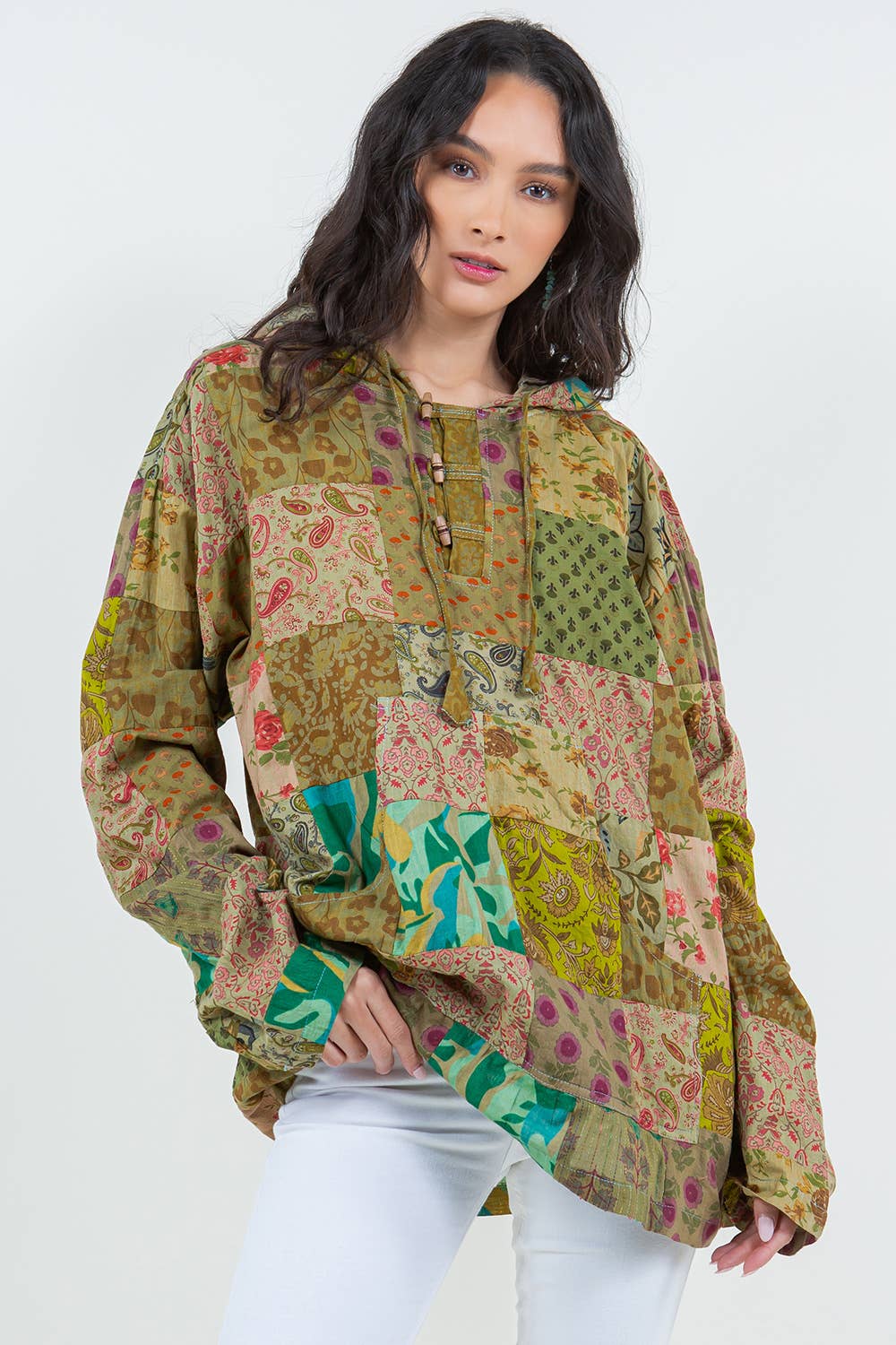 Avatar Imports LLC - Wholesale Hoodie - Women's - Cotton Over-dyed Patchwork Hoodie1