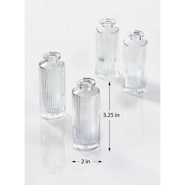 Jamali Garden - Wholesale Vase - Clear Pleated Glass Bottle Bud Vase