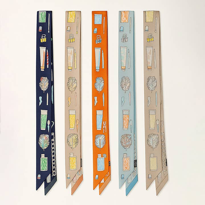 Sensibling Corp. - Wholesale Scarf - Women's - Art Inspired Pattern Printed Twilly Skinny Scarf2