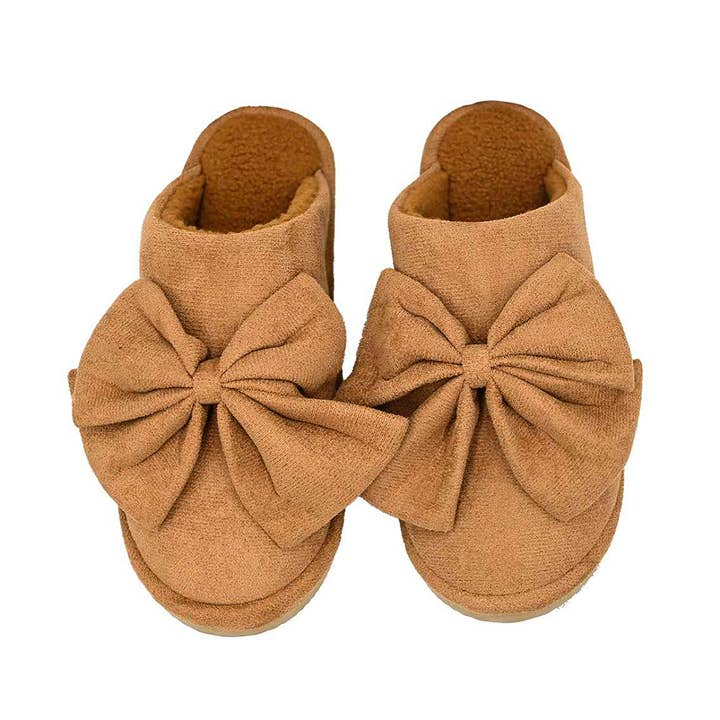 Fashion City - Wholesale Slippers - Women's - Suede Bow Fur Inside Cozy Home Slippers4