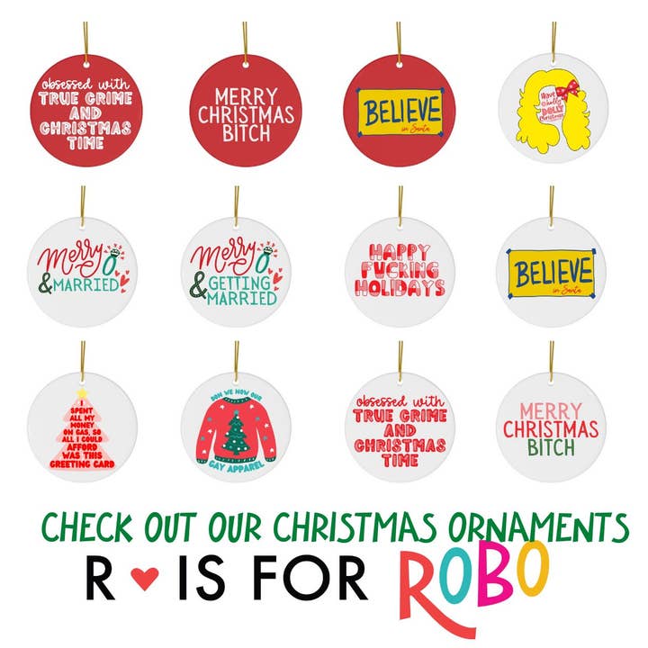 R is for Robo - Wholesale Ornament - Engagement Christmas Ornament - Engaged Holiday Ornaments