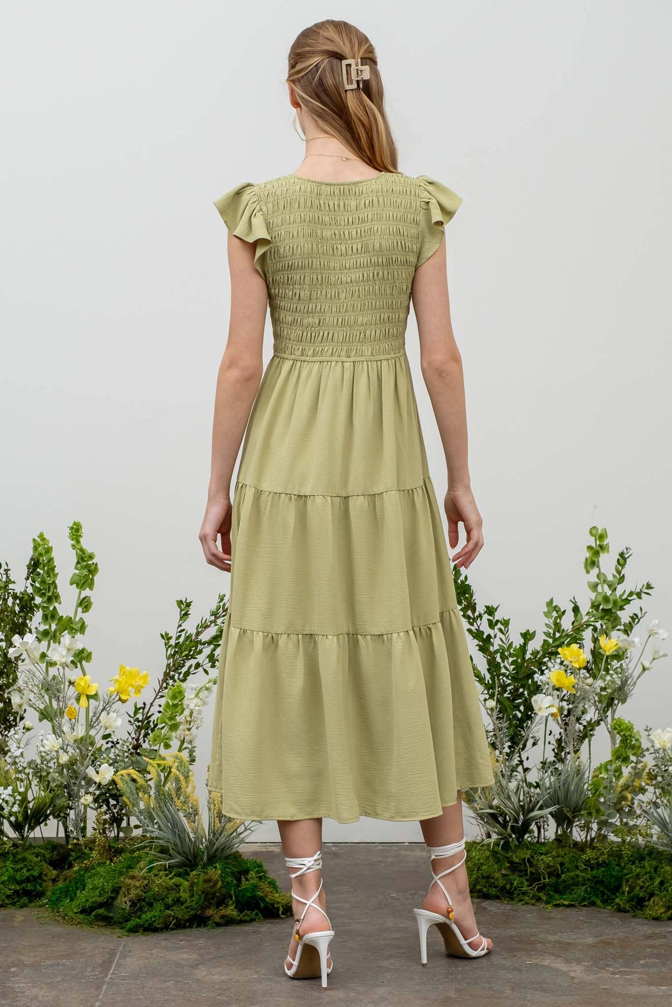 MINE - Wholesale Dress - Women's - FLUTTER SLEEVE MAXI DRESS17