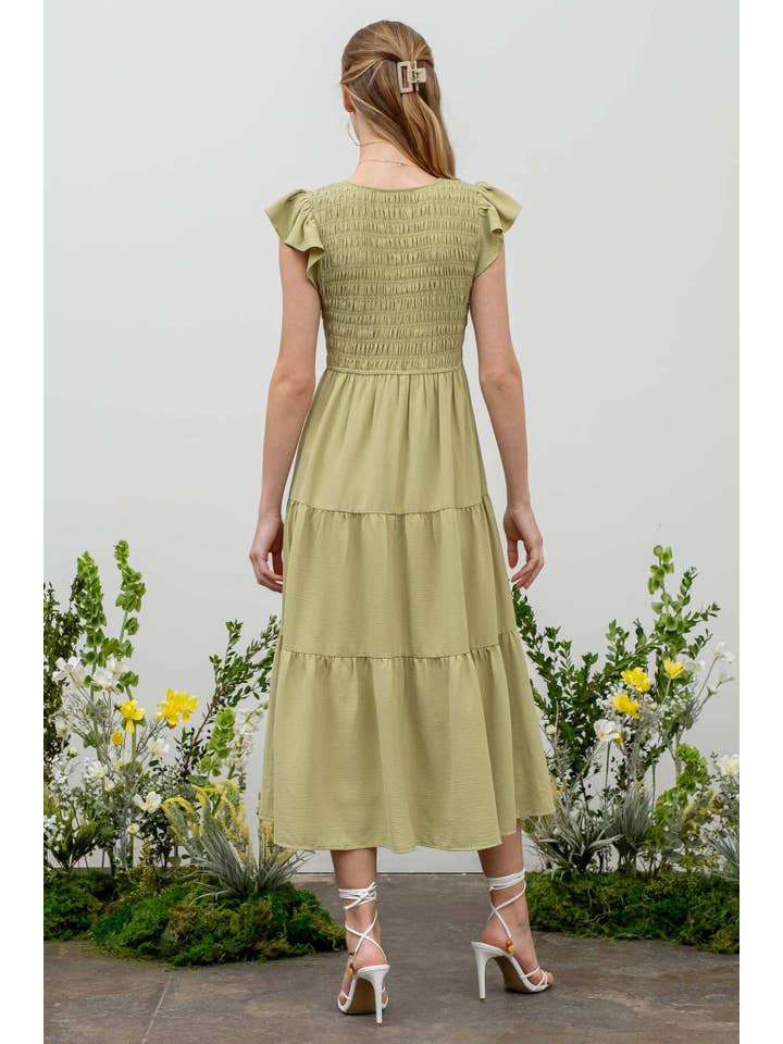 MINE - Wholesale Dress - Women's - FLUTTER SLEEVE MAXI DRESS17