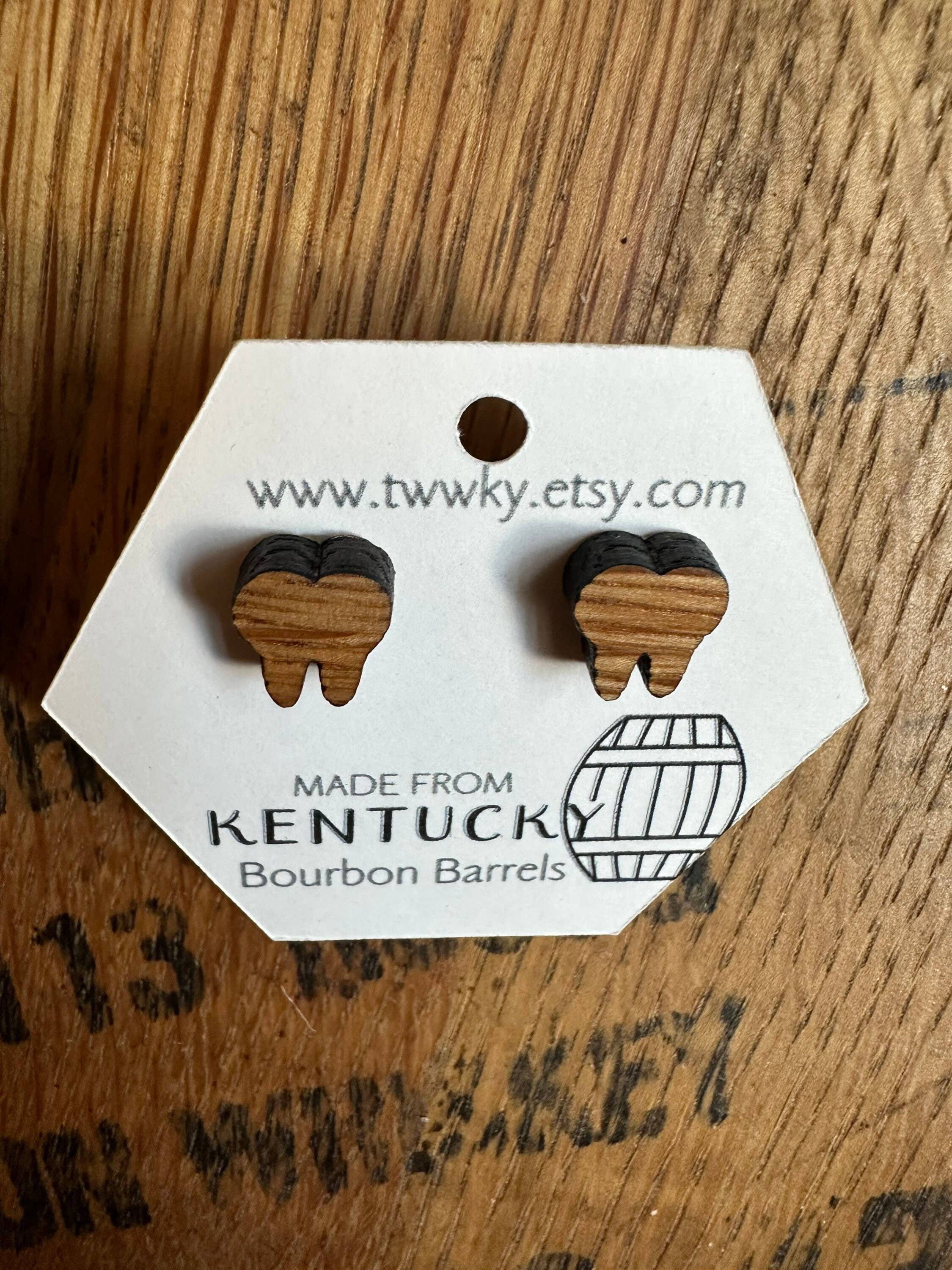 TWWKY – wholesale Stud/post earrings – Reclaimed Kentucky Bourbon Barrel Teeth Stud Earrings8