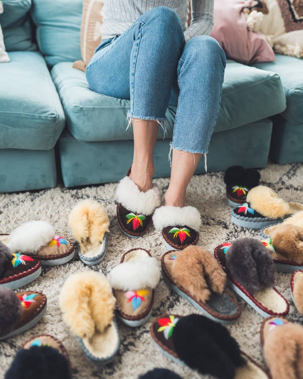 Sheepers SP .Z O.O. - Vente Chaussons – femme - Mules Sheepers Lucky Dip en peau de mouton1