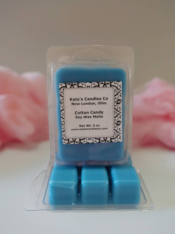 La cera di soia allo zucchero filato si scioglie per la vendita all'ingrosso da parte di Kate's Candles co