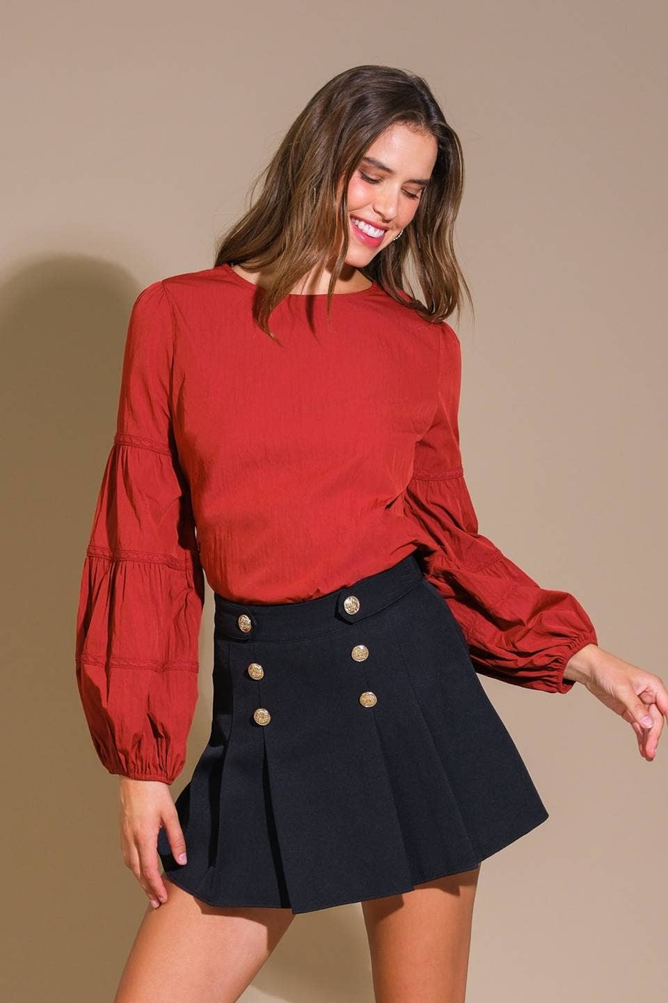 RODE WIJN Een stevige geweven top - IT13325 ROOD WIJN voor groothandel op Faire