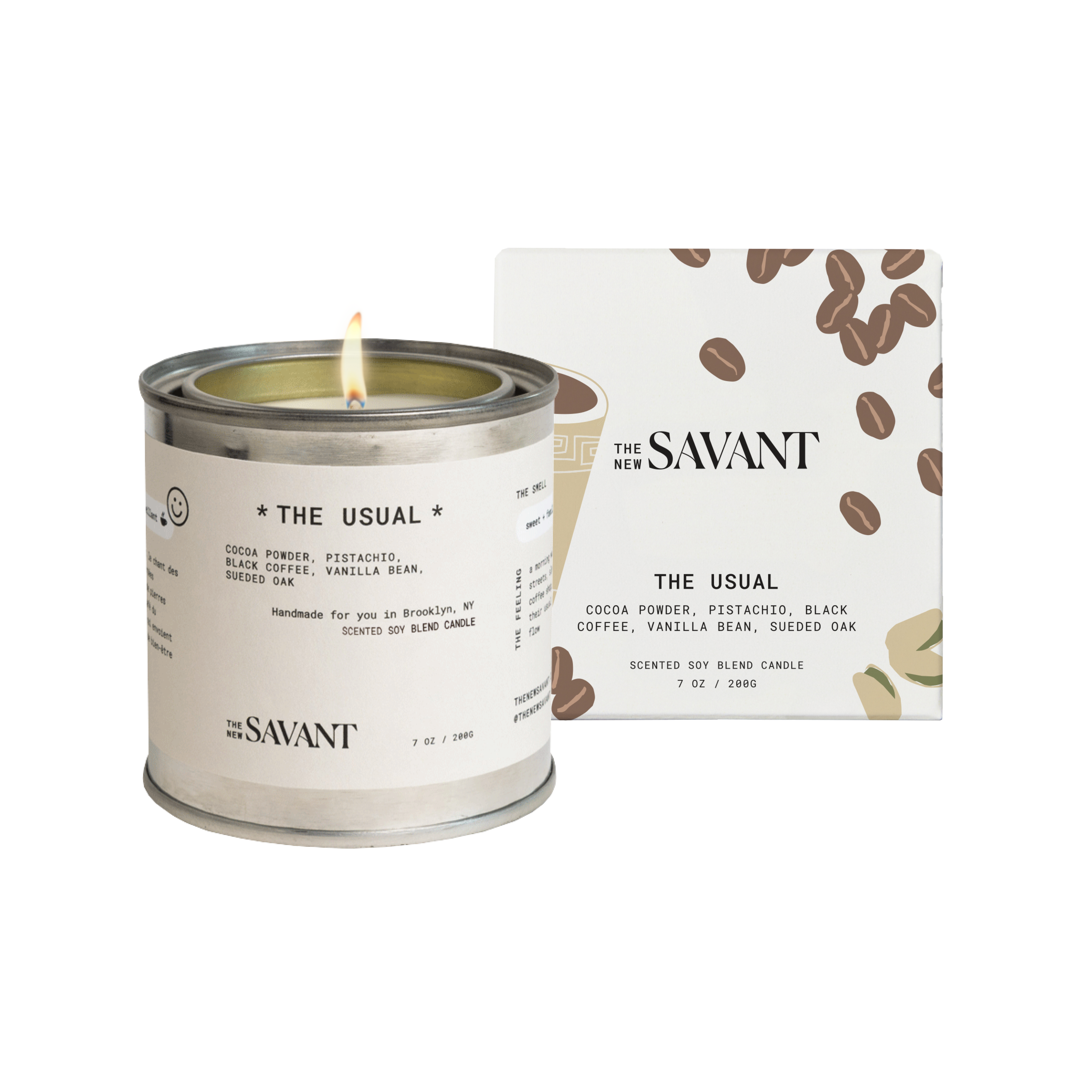 THE NEW SAVANT - Wholesale Jar/Filled Candle - Woody + Gourmand 7oz Soy Blend Candle - The Usual Coffee 4