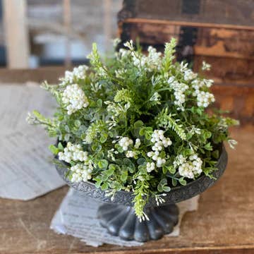 Vintage Market & Co – wholesale Dekorativt bordsobjekt – Vit bär halvsfär - 10 tum