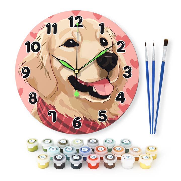 Paint Your Numbers - Wholesale DIY Craft Kit - Paint the Moment – Golden Pup Clock Kit17