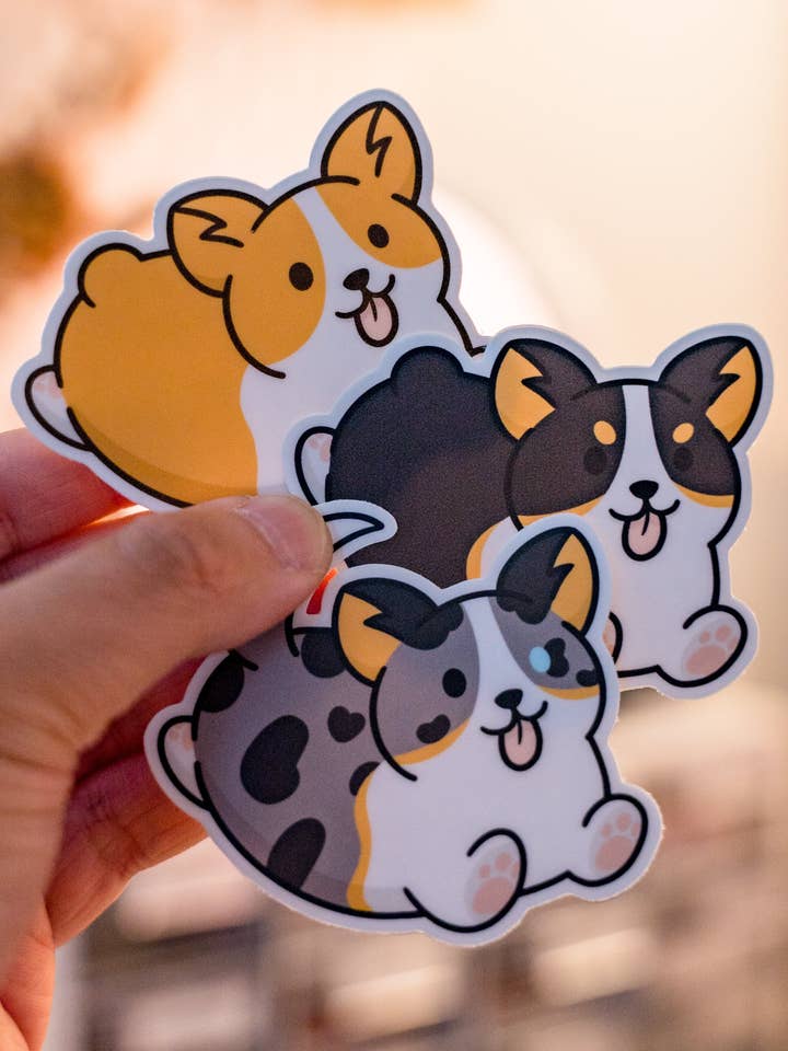 Running Corgi Vinyl Sticker for wholesale by LittleCorgo