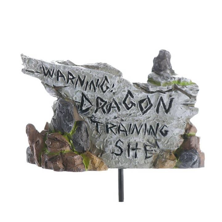 "Warning, Dragon Training Area" Sign (Fiddlehead) for wholesale by Fairygoodies