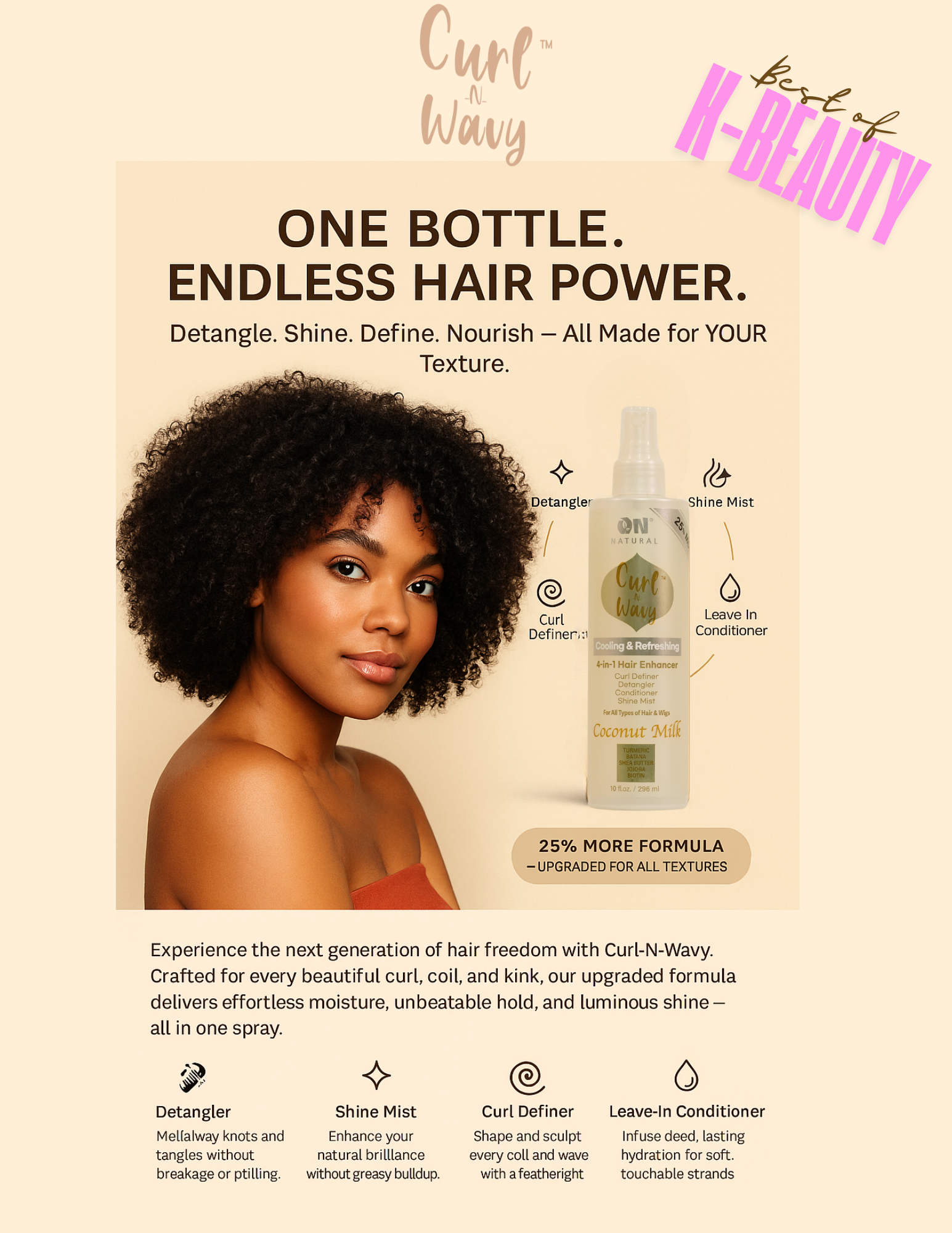 ON Natural USA - Wholesale Hair Leave-In Conditioner - Curl-N-Wavy 4-in-1 Hair Enhancer [Avocado]5