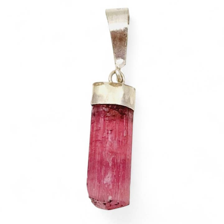 Pink tourmaline crystal pendant Afghanistan AA silver 925 for wholesale by La Boîte à Cailloux