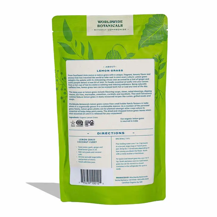 Worldwide Botanicals - Wholesale Herbs - Organic Lemon Grass Leaves 2