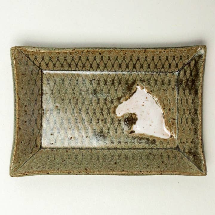 White Horse Handmade Ceramic Gray Trinket Dish for wholesale by White Squirrel Clayworks