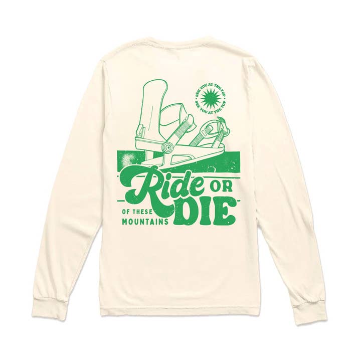 T-shirt à manches longues Ride or Die pour snowboard pour la vente par Of These Mountains