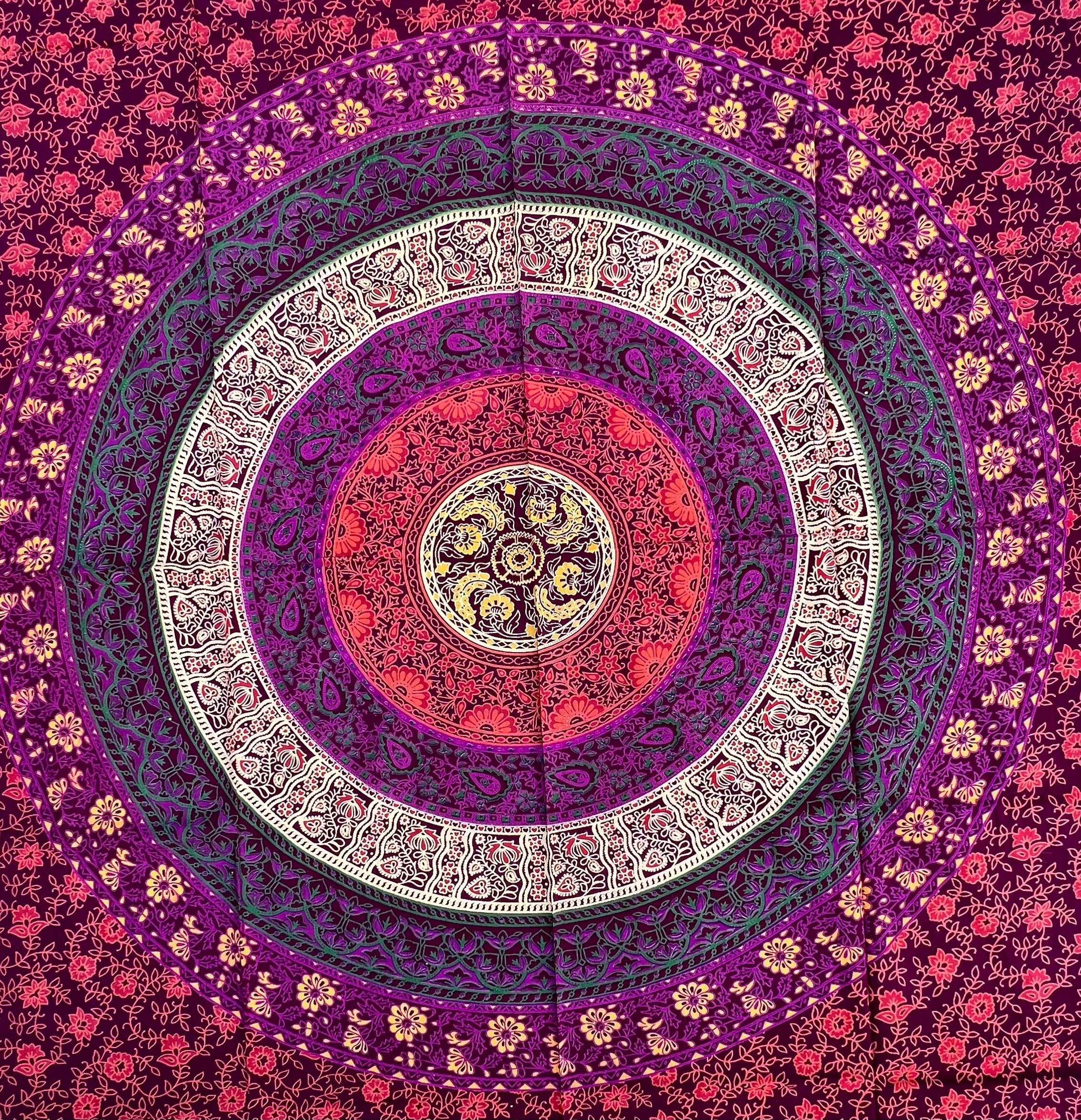 Lungta Imports - Wholesale Tapestry/Textile - Floral Mandala Tapestry Wall Decor Beach Throw 80X50 Inches5